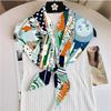 New Women Autumn Triangle Twill Scarf Shawl Hijabs Luxury Sun and Plant Printing Bandana Foulard Neckerchief For Ladies