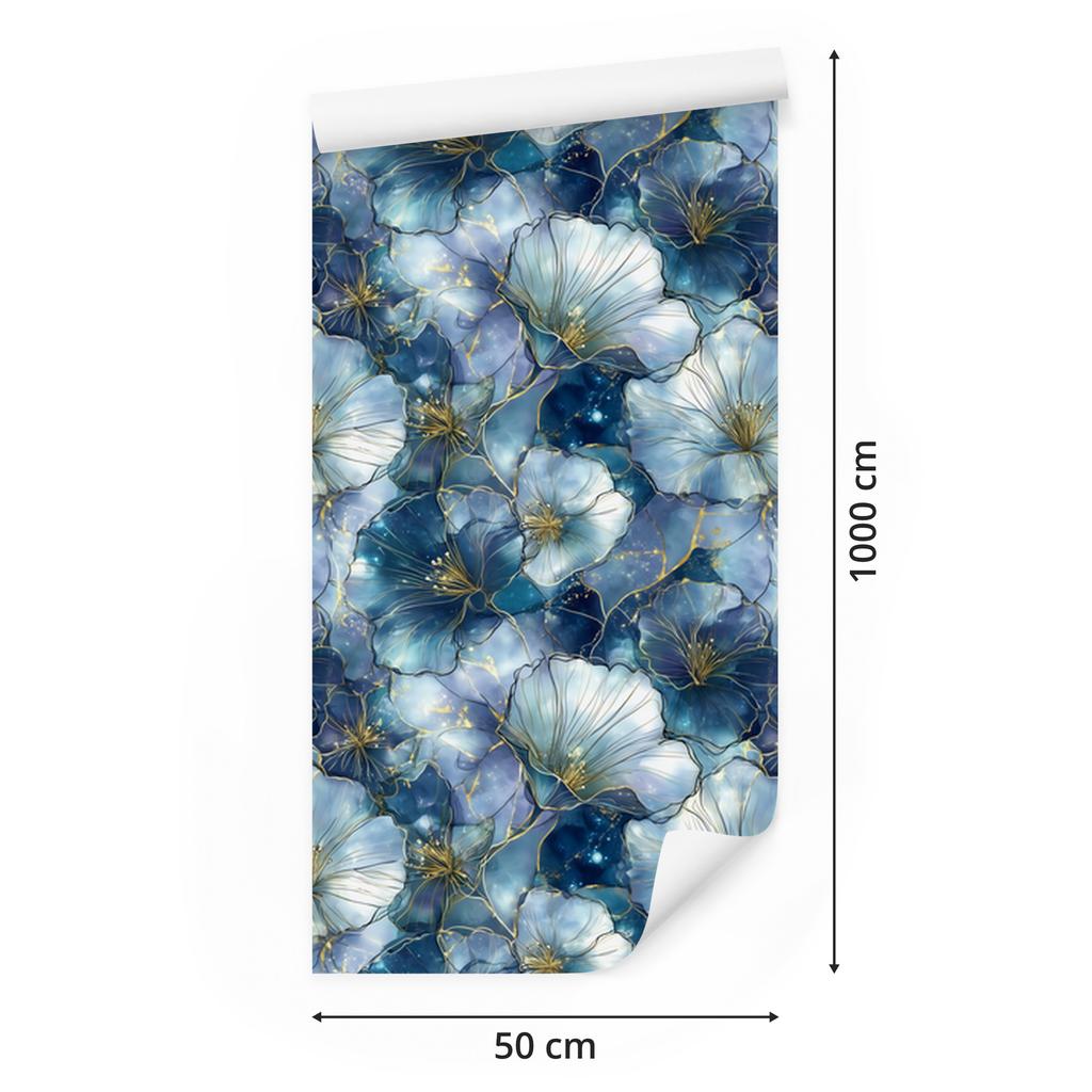 Ink Blue and Turquoise Wallpaper for Living Room and Bedroom 50x1000