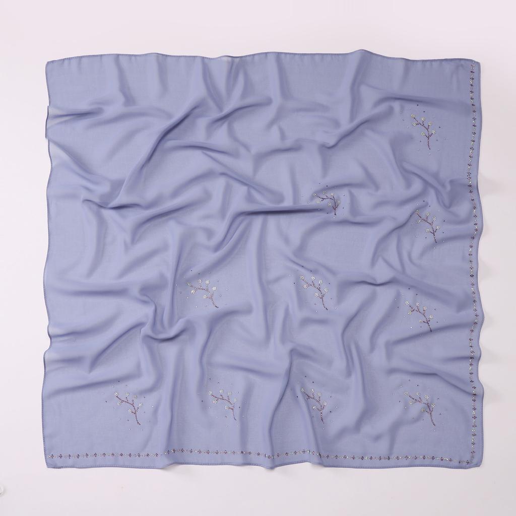 New Pearl Chiffon Rhinestone Square Scarf For Ethnic Women