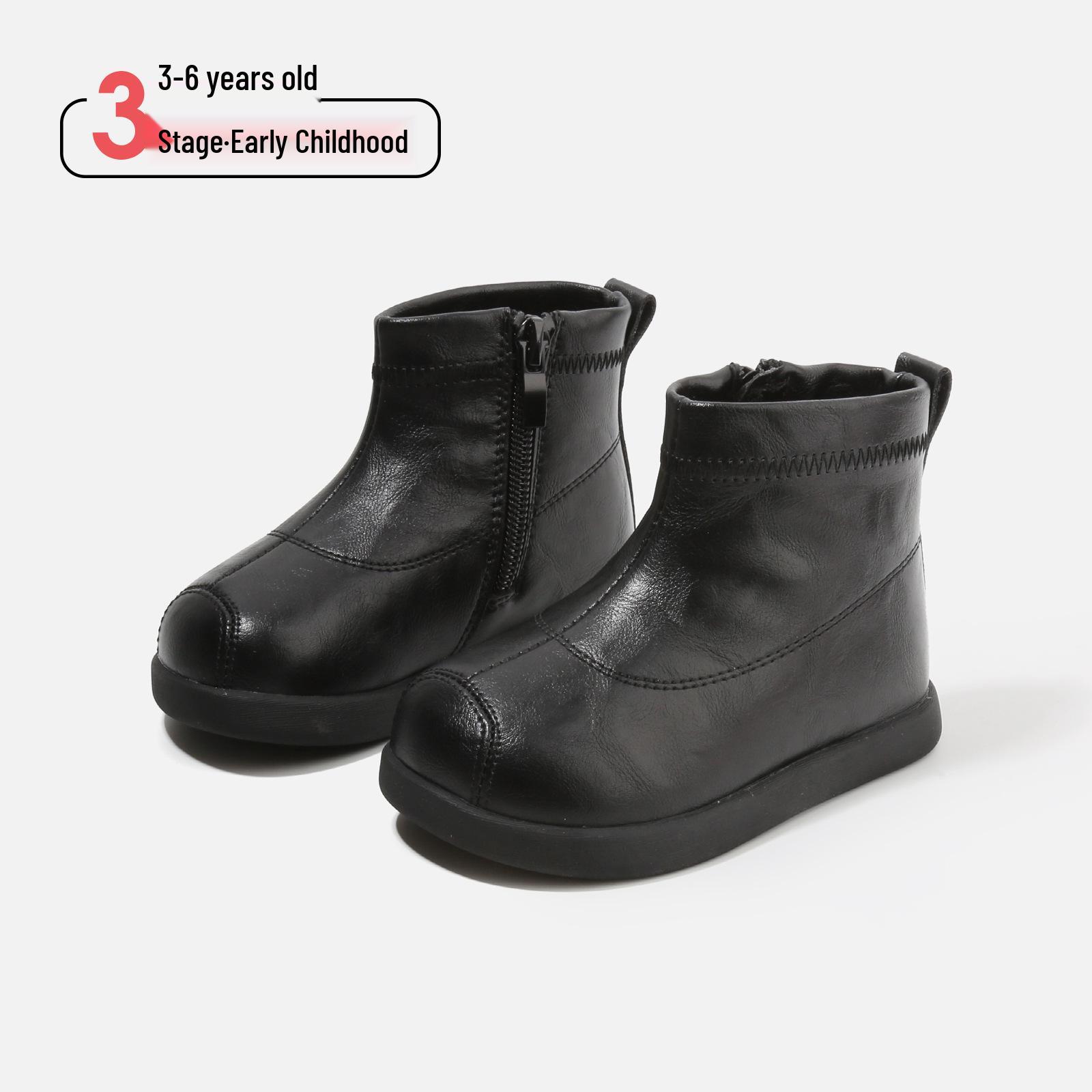 

Baby Boy Leather Boots: Korean Style Walker Shoes for Autumn/Winter with Velvet Lining Factory bulk order 22-25 (100 pairs) чорний