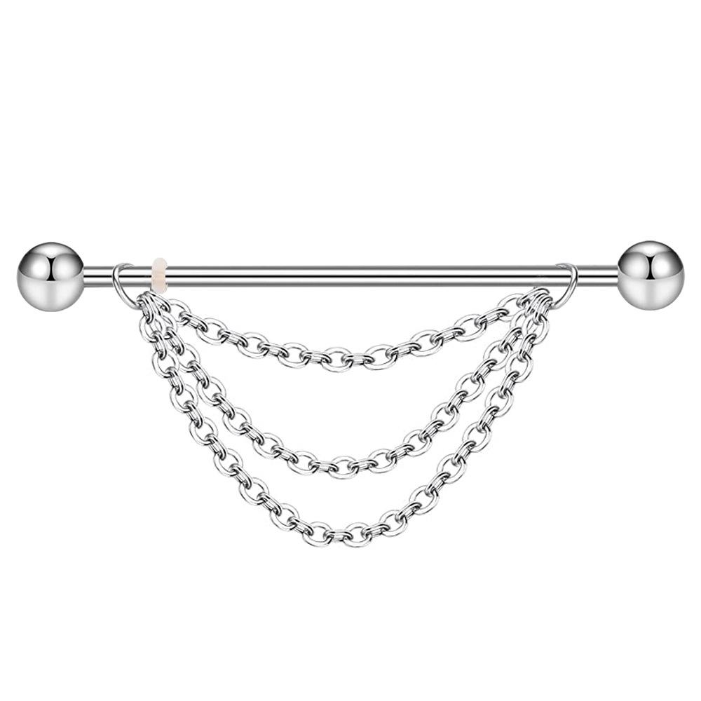 1 Stück Zirkon-Langhantel-Ohrstecker. Zirkon-Langbolzen-Industrie-Langhantel-Piercing-Ohrringe