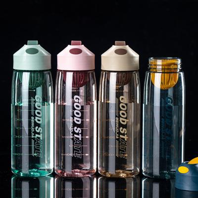 480ml/550ml Bottiglia d'acqua Coperchio a vite Grande capacità Plastica Robusta Promemoria Bere Borraccia per la casa