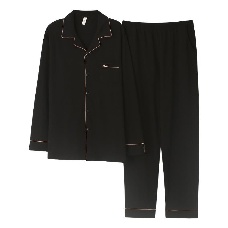 Season Men's Sleepwear Long Sleeve Thin Cotton Pyjamas Set Loose Comfortable Home Clothes Spring Autumn Styl