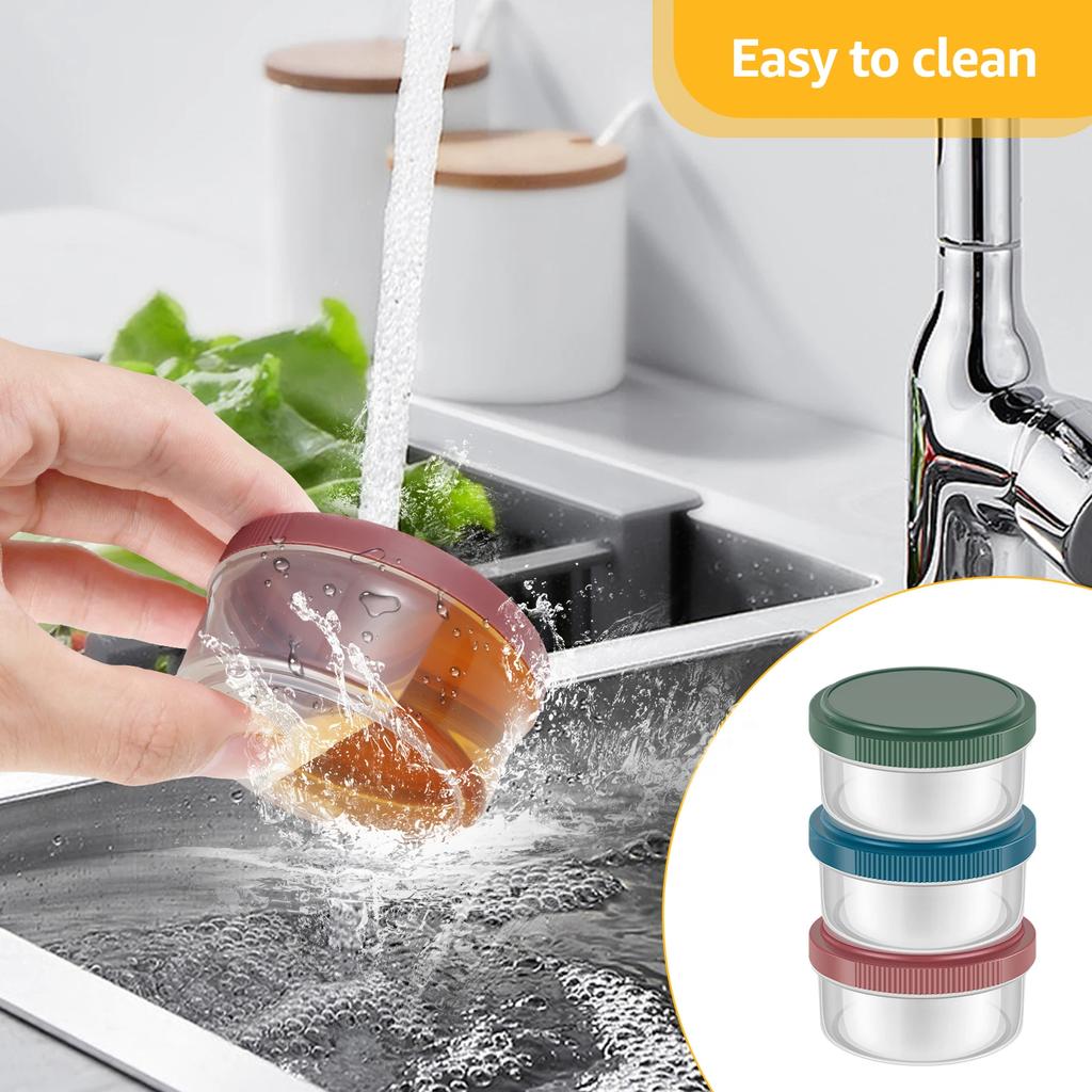 9PCS Salad Dressing Container with Leakproof Lids 50/75ml Reusable Sauce Container For Lunch Box and Picnic Dips Salad Spices