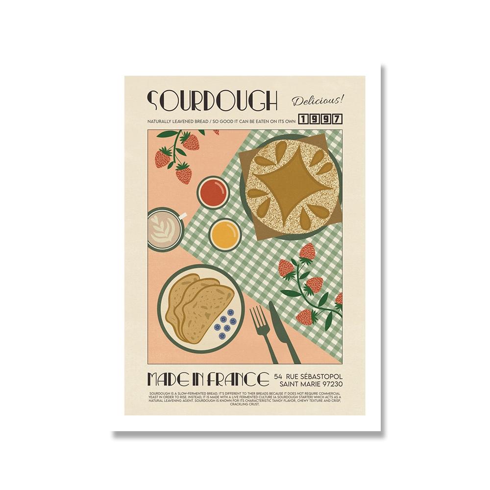 Japanese Korean Foods Wall Art Print Picture Cartoon Cooking Noodle Breakfast Kimchi Sushi Poster Canvas Painting Kitchen Decor