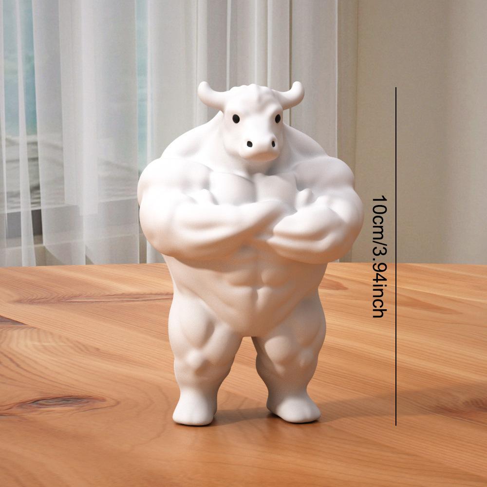 

Креативная мускулистая скульптура быка со скрещенными руками, причудливая статуэтка, декор для дома и офиса 10cm белый