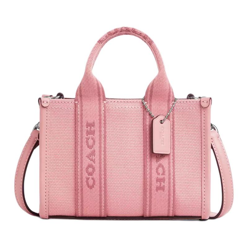 

COACH Smith 16 Logo Logo canvas and calfskin Tote bag Tote bag shopping bag shoulder crossbody handbag mini women s silver with light blush срібний