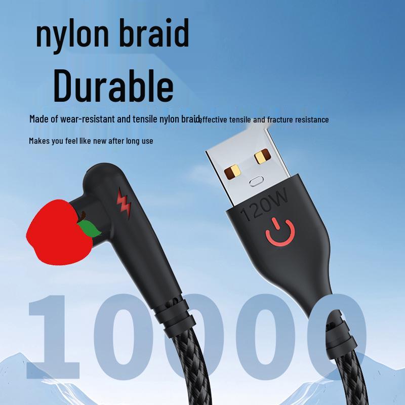 High-Speed Braided 120W Type-C Charging Cable 6A Compatible with Apple, Huawei, Vivo, Xiaomi, OPPO
