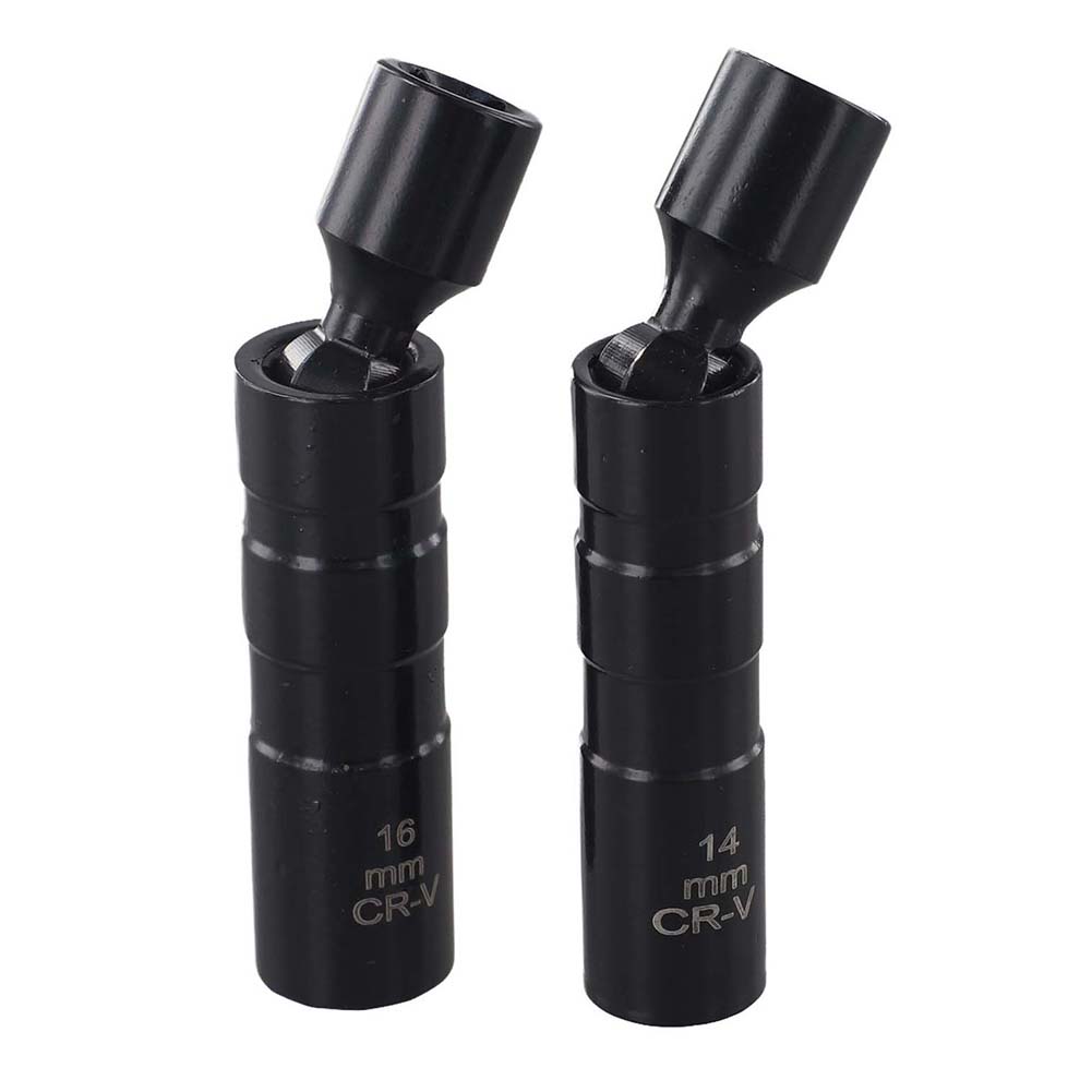 1pc 14/16mm Magnetic Thin Wall Joint SparkPlug Socket Angle Flexible Socket Wrench 3/8" Drive Square Head 12 Corners Socket