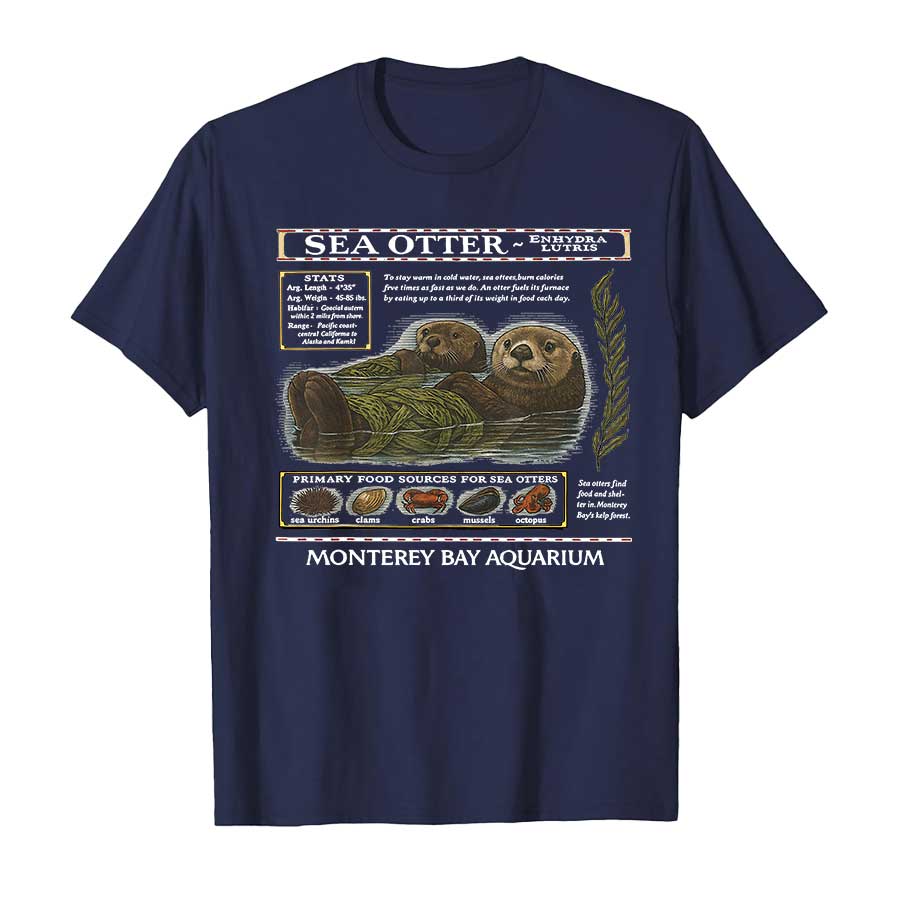 Monterey Bay Aquarium Sea Otter T-shirt For Men 100% Cotton T Shirts Short Sleeve Tops P527