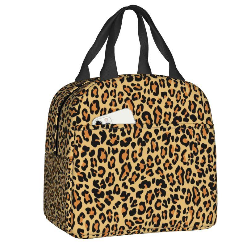 Borse Termiche Pranzo con Stampa Leopardo per Donne Pelle Animale Riutilizzabile Cooler Termico Cibo Pranzo Scatola Pranzo Lavoro Scuola Viaggio