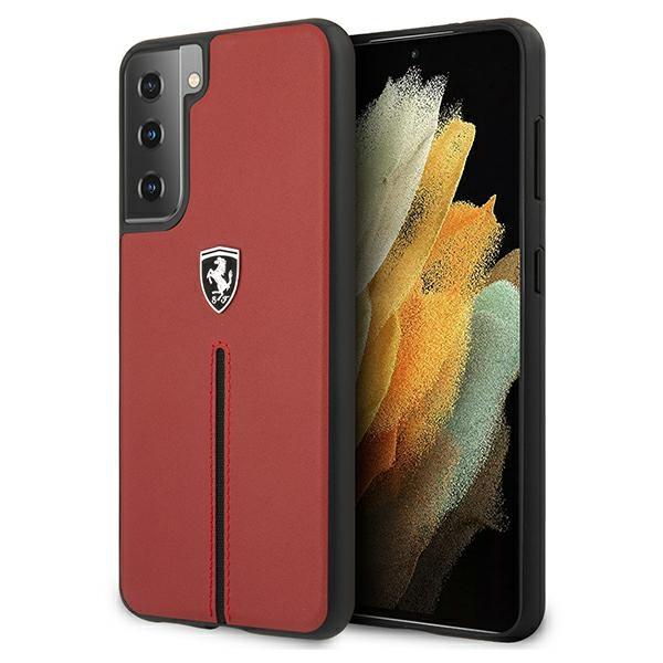Ferrari Feosihcs21Mre S21+ G996 Czerwony/Red Hardcase Off Track Leather Nylon Stripe