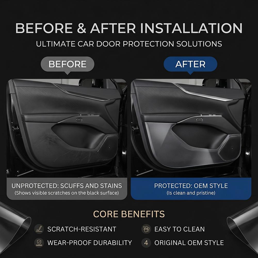 For Mercedes‑Benz GLA 2018-2020 TPU Car Door Anti Kick Pad Inner Side Edge Film Front and Rear Door Side Panel Protection Pad