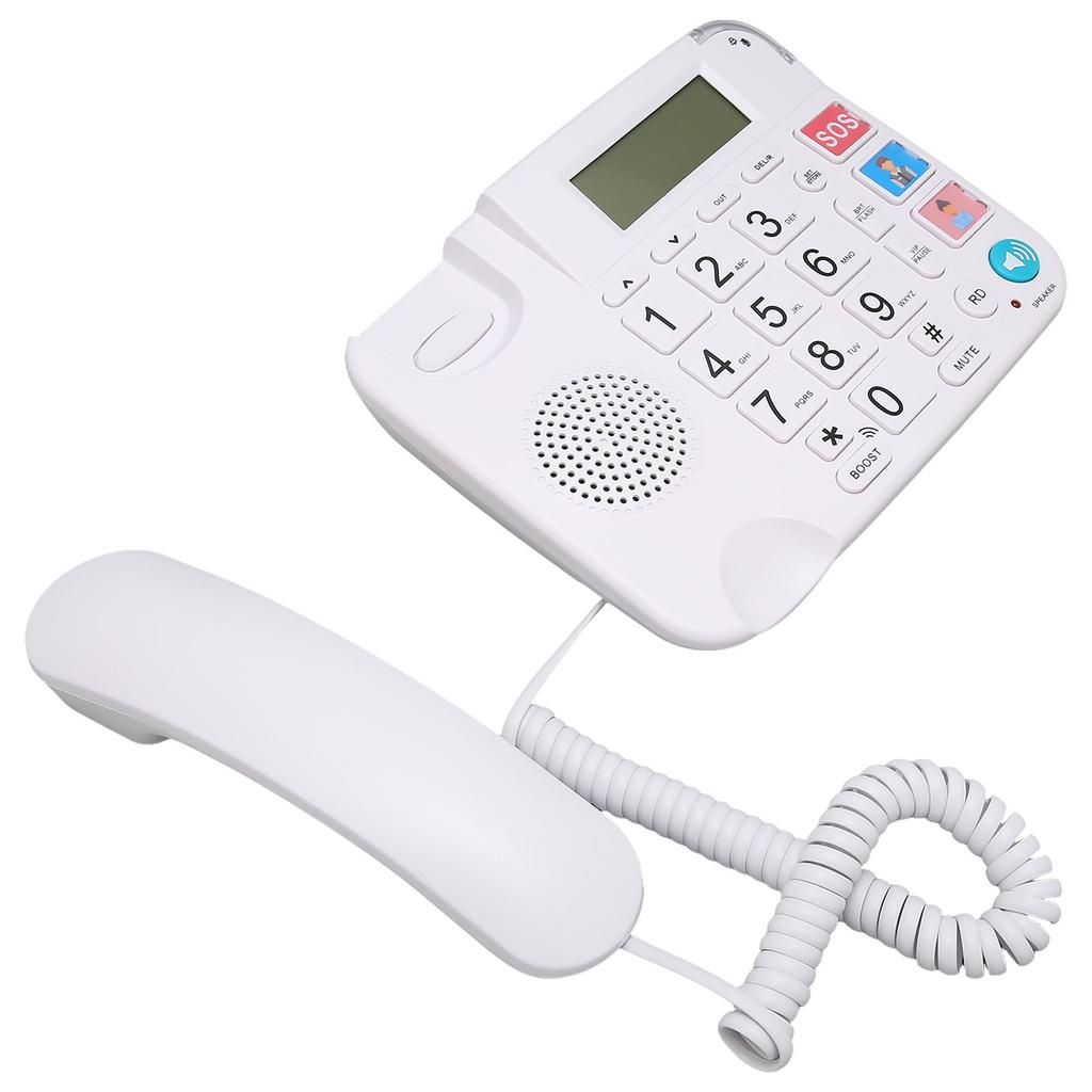 Home Corded Phone LCD Display Ringtone Volume Adjustment Big Button Landline with Speaker for Seniors