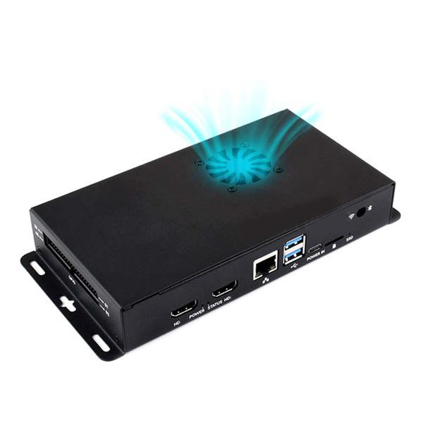 Black Metal Case with Fan for Raspberry Pi CM5 IO Expansion Board, 1 Set