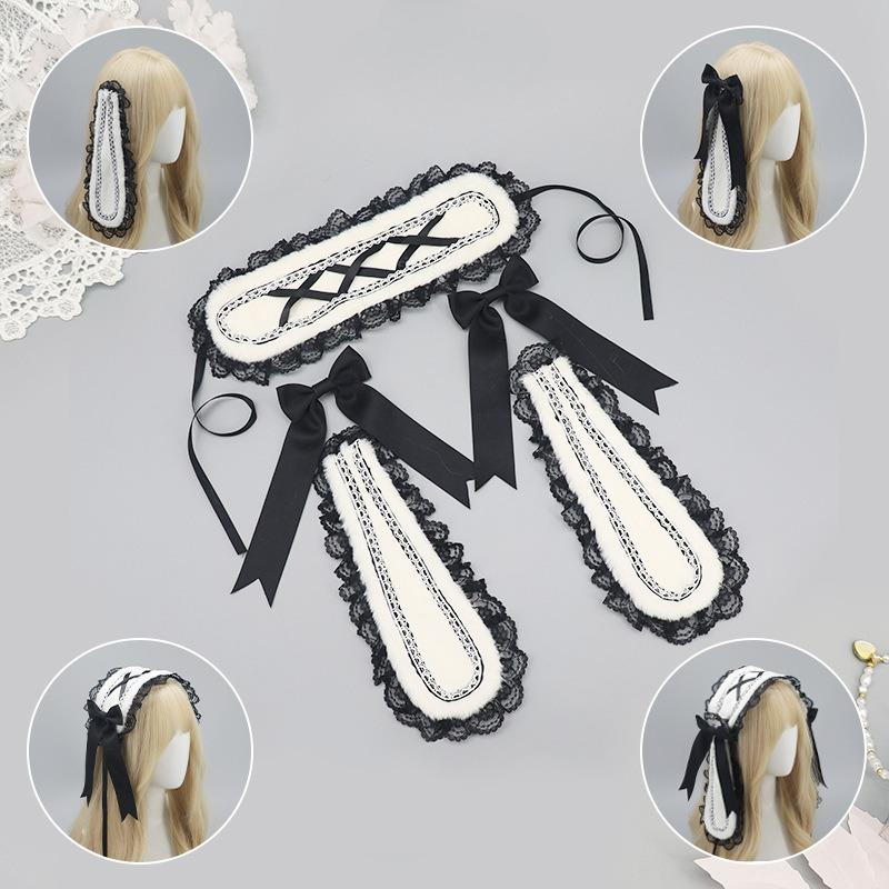 Lolita Rabbit Ear Headbands with Bowknot: Adorable and Sweet Rabbit - Themed Hair Accessories for Lolita Lovers