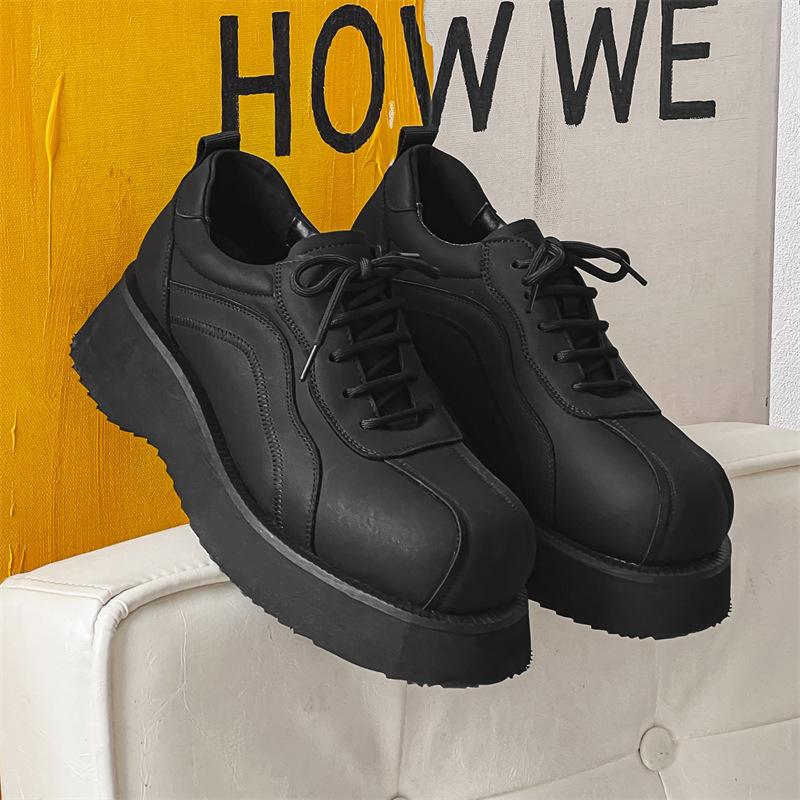 

Кожаные туфли мужские осенне-зимние деловые костюмы молодежные с большой головой в гонконгском стиле студенческие свадебные женихи на платформе ботинки Martin 20255-J 38 чёрный