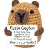 Mini Funny Positive Capybara Toy with Positive Card Cute Crochet Doll Emotional Support Cheer Up Keepsake Christmas Gift