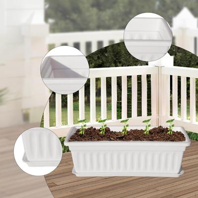 Rectangle Planter Window Box with Drainage Hole Tray Flowerpot Plant Pot for Porch Garden