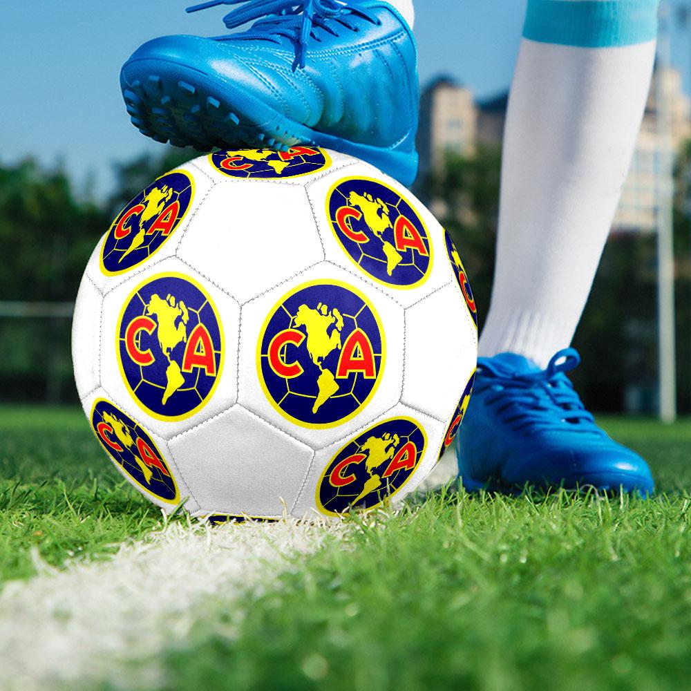 Club America Size 5 Soccer Ball, Machine-Stitched PVC, Durable & High Bounce, All Ages Fit, Fan Merchandise, Matches & Outdoor Use.