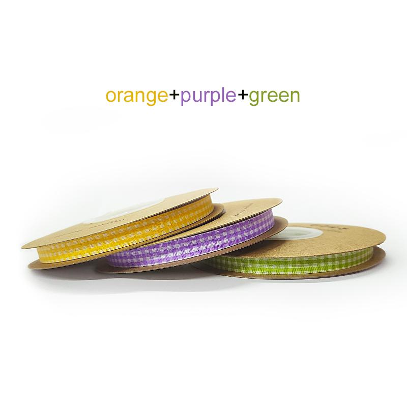 8 Rolls Plaid Ribbon Grid Ribbon Checked Polyester Ribbon 3/8" Fabric Ribbon Roll for Hair Accessories Craft Christmas Gift Wrap