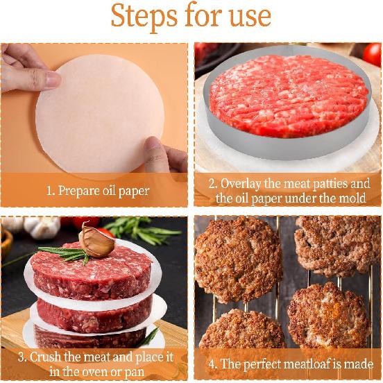 Giantree 500 Pcs 5 Inches Hamburger Patty Paper Round, Parchment Burger Papers Non Stick, Burger Press Paper, Pre-Cut Round Parchment Paper for Cake