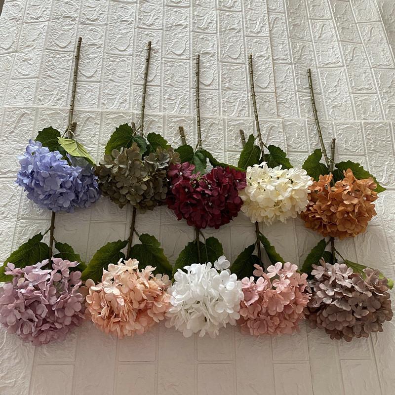 Artificial Silk Hydrangea Flower Lifelike Single Stem For Wedding Home Decor