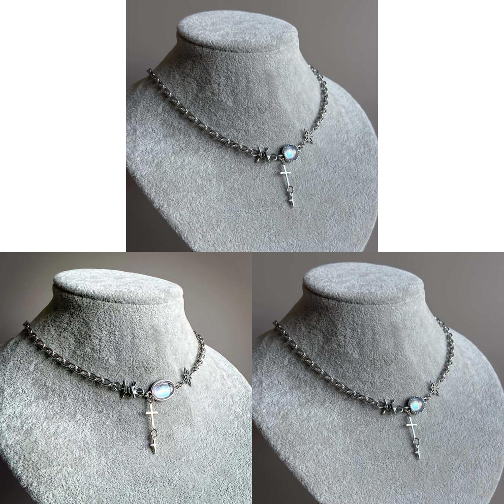 North Star Necklace Geometric Stainless Steel Pendant For Women With Thorns Style