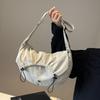 Spring new ultra-light fashion pleated messenger bag student cloth bag shoulder bag pull belt sewing line pleated bag