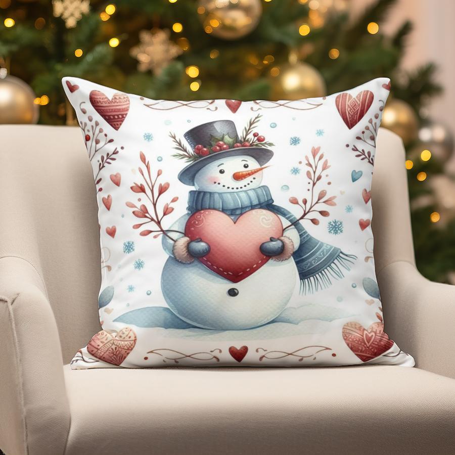 Home Decor Christmas Snowman & Santa Pillow Suitable For Sofa Bedroom Car Pillow Cover Cushion Rectangular Back Cushion