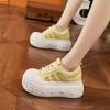 Platform White Shoes Women's 2025 Spring and Summer New Fashion Versatile Inner Height Increase Women's Shoes Hollow Mesh Shoes Breathable Sandals