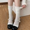 Women's Medium-Length Cable Knit Mesh Ballet Socks for Spring & Summer - Pairs Perfectly with Mary Janes