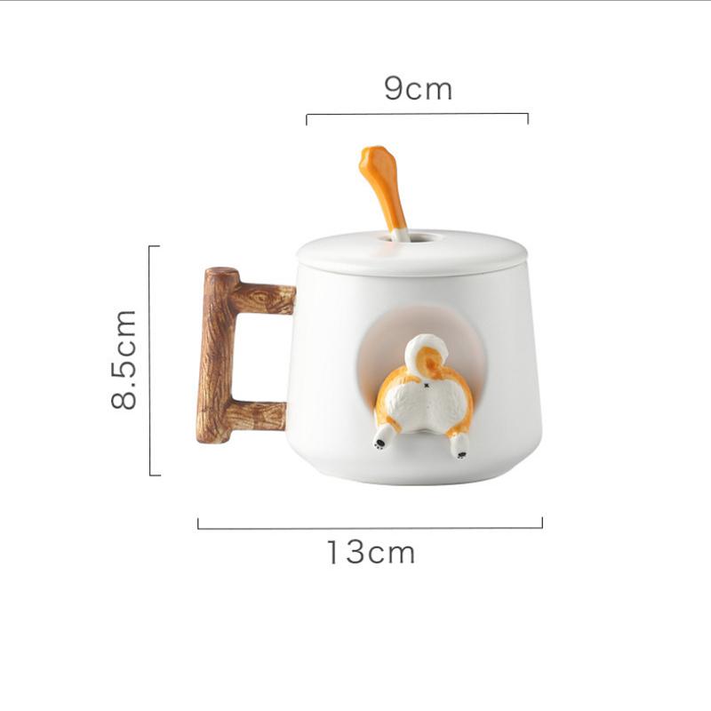 Heavy Cartoon Ceramic Mug Cute 3D Shiba Inu Dog Creative Tea Coffee Mug Cup 401-500ml