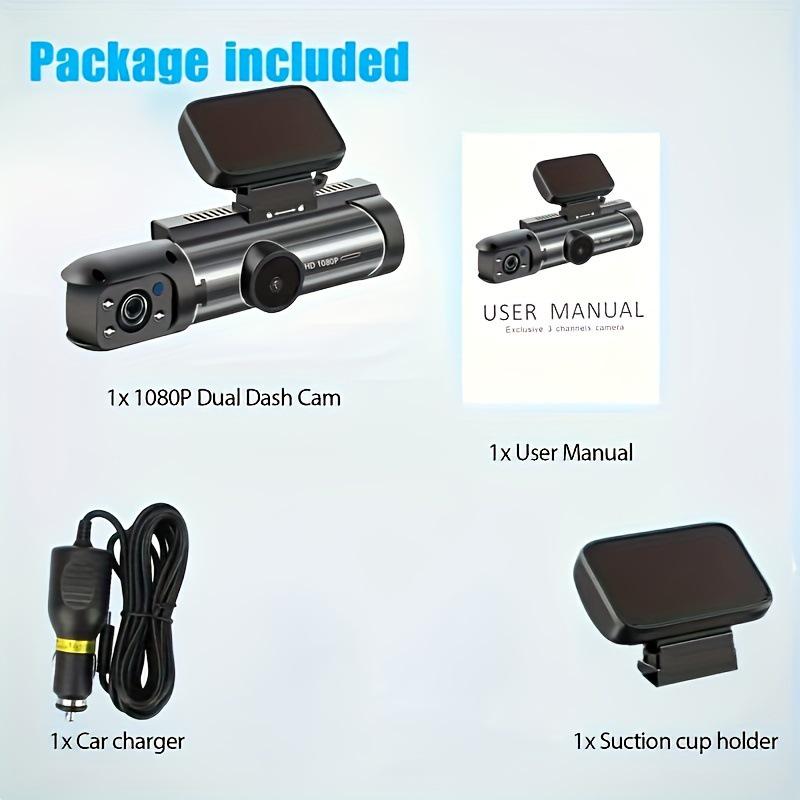 2024 Dual Lens 1080P Car Dash Cam with Night Vision & 360° Front and Interior Recording