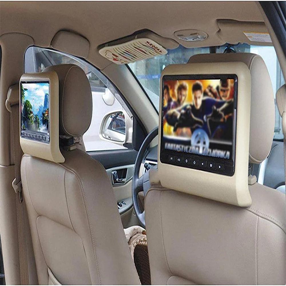 9 tommers bilsete rygg Nakkestøtte LCD-skjerm mp3/mp4 Multimediaspiller Gaming FM-sender Fjernkontroll DVD-spiller Monitor