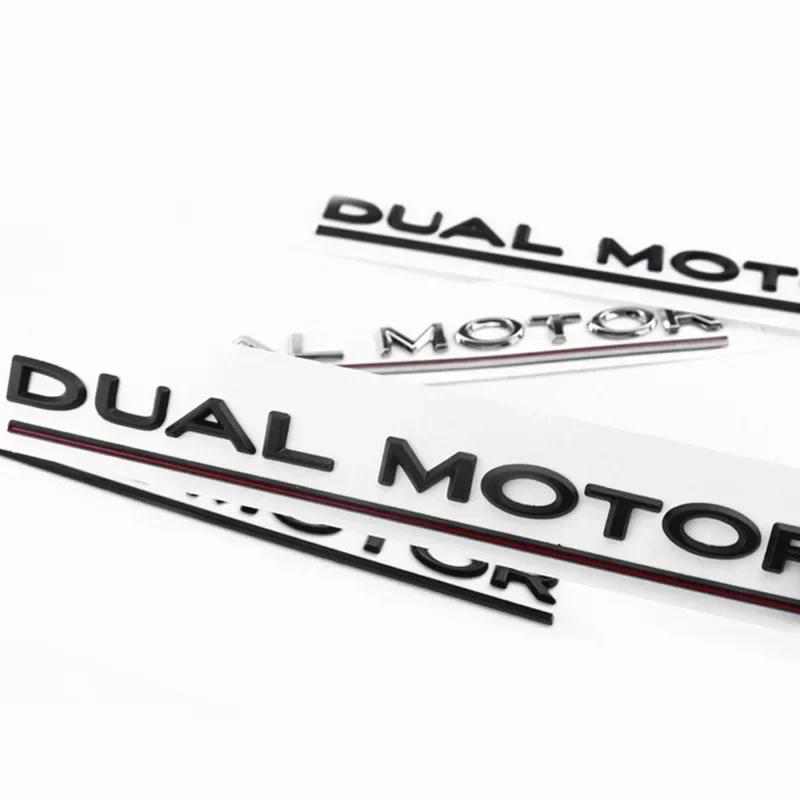 ABS Dual Motor Letters Rear Boot Tailgate Trunk Logo Emblem Badge Car Sticker Decal for Tesla Model 3 Model X Model S Y