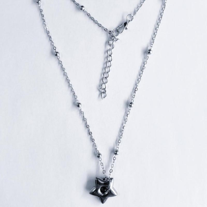 Modern Heart Pendant Jewelry Adjustable Bead Chain Necklace Fashion Pendant Necklace Star Neck Jewelry for Daily Party
