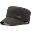 Men's Military Green Flat Top Sunshade Baseball Cap with Iron Label