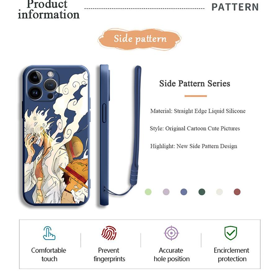 Soft Cover Phone Case for Apple iPhone 14 Pro 13 16 12 7 8 15Plus XS XR 11 15 16Pro Max O-One Piece Luffy 5 Gear