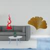 Abstract Resin Flame Figurine And Wrought Iron Ginkgo Leaves Wall Sculpture Modern Craft Ornament