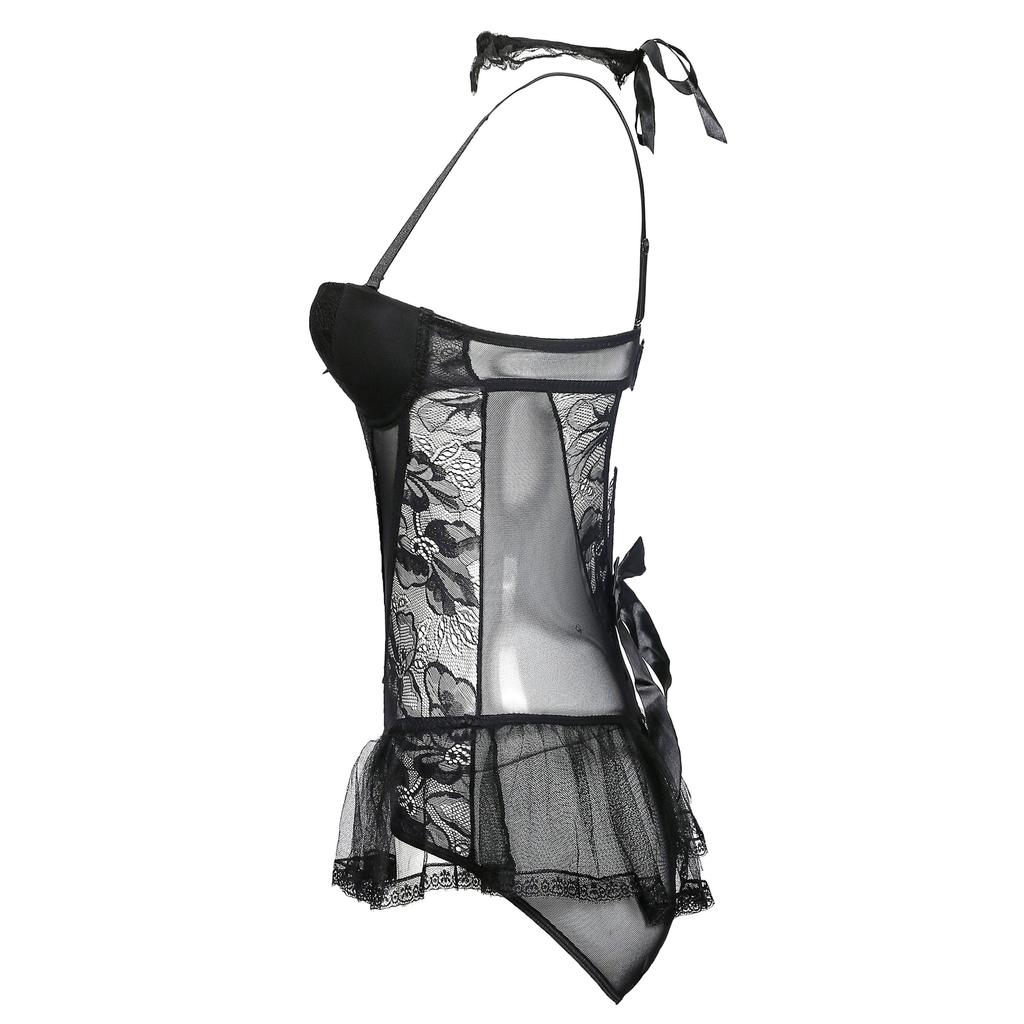 New, sexy lingerie set, large size see-through vest corset, onesie