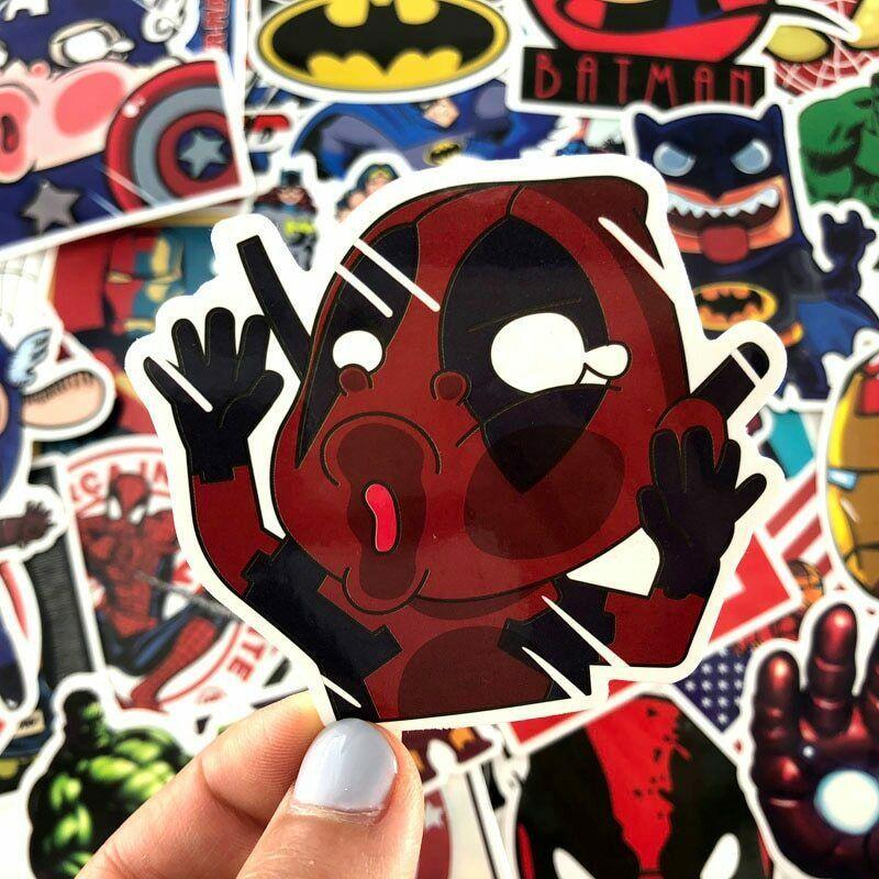 100 Stück Mehrfarbige Superhelden-Aufkleber für Gepäck, Laptop, Skateboard, Fahrrad, Auto