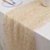 Elegant Mesh Birthday Table Runner Golden Sequin Glitter Sequin Table Decoration  Wedding