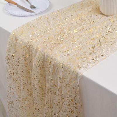 Golden Sequin Glitter Hot Stamping Table Flag European Style Luxury Glitter Table Runner Elegant Soft Sequin Table Decoration