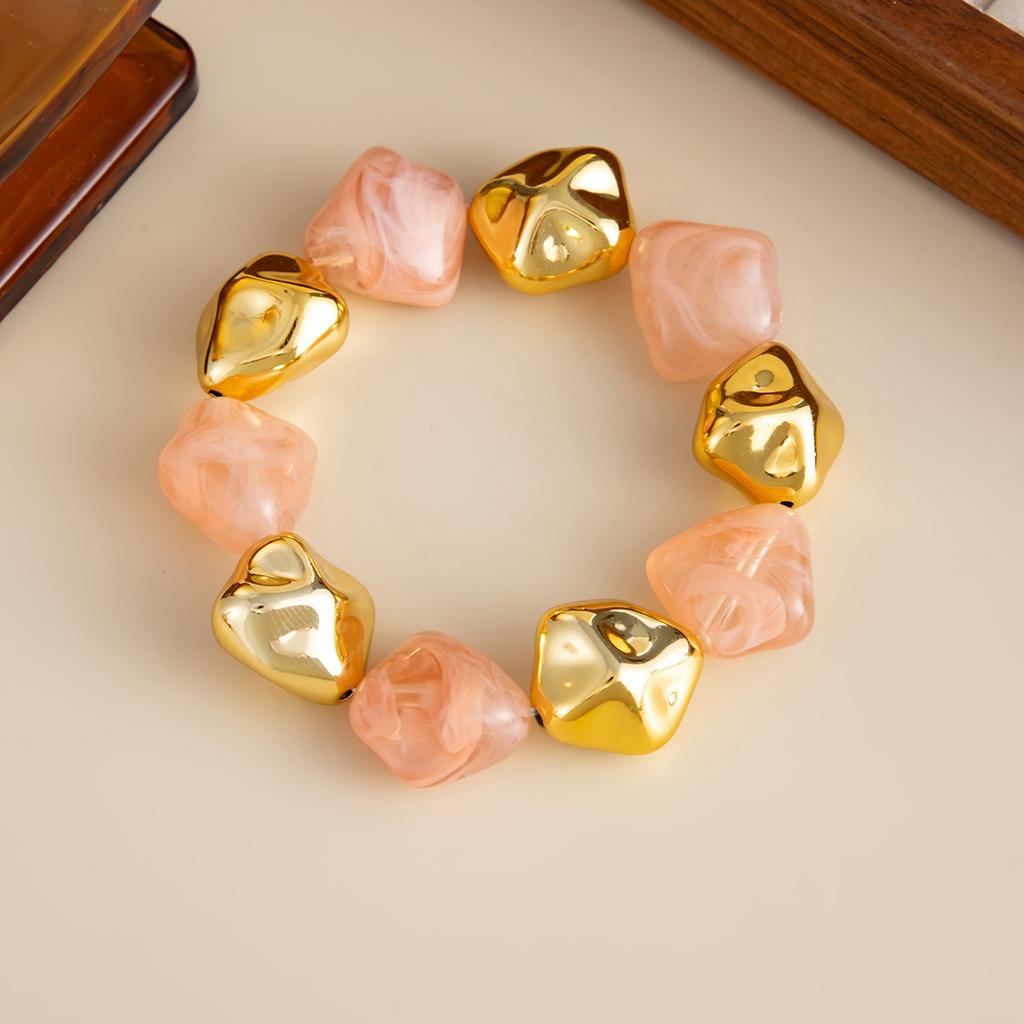 Fashion Irregular Smudge Resin Beaded Necklace, Personalized Geometric Special-Shaped Ccb Collarbone Chain Necklace