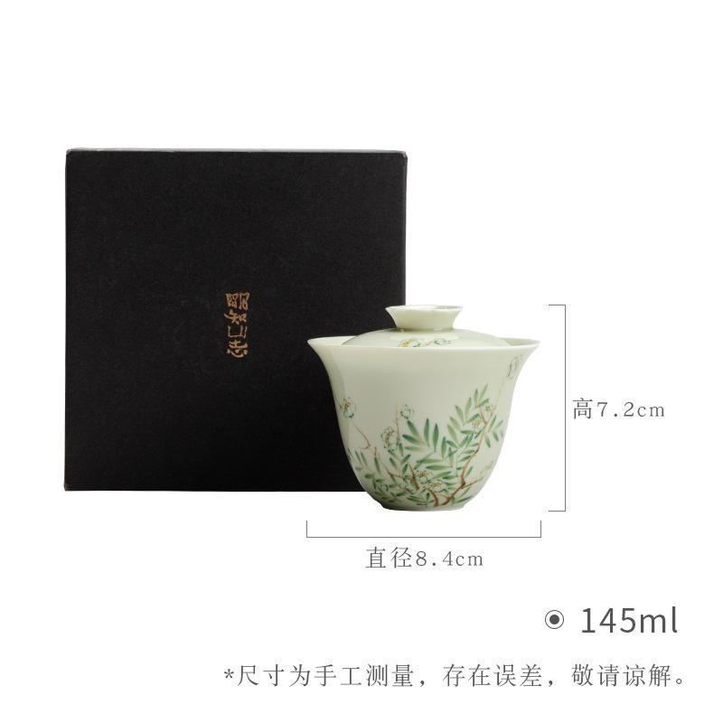 

145ml Hand Painted Spring Trees Gaiwan Boutique Tea Tureen Household Tea Bowl With Lid Kit Tea Making Cover Bowl Teaset Gift