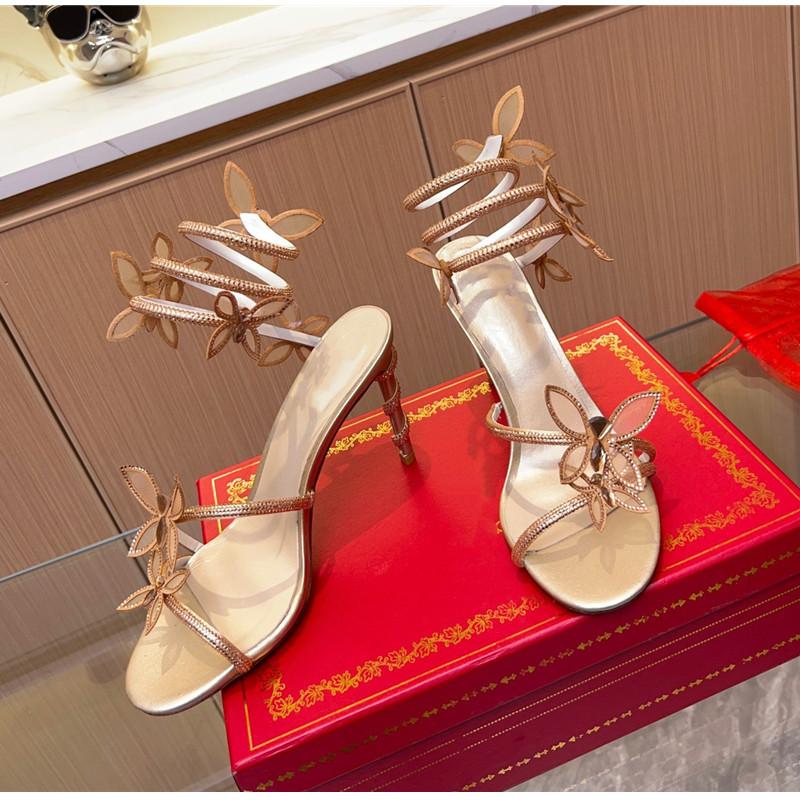 Crystal Embellished Butterfly Details Women's Sandals Sexy Coiled Belt High Heels Gladiator Sandals Party Prom Shoes