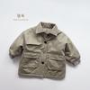 Kids Unisex Harajuku Style Thicken Mid Length Windbreaker Coat Winter Warm Outerwear