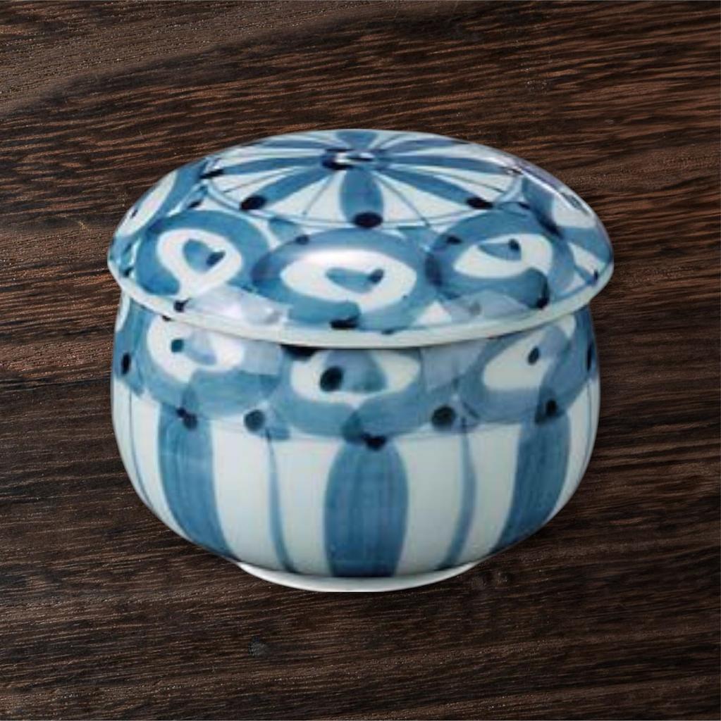 Takumifu Arita Ware 8cm Steamer Bowl, Small, Blue and White with Tokusa Round Pattern, Made in Japan