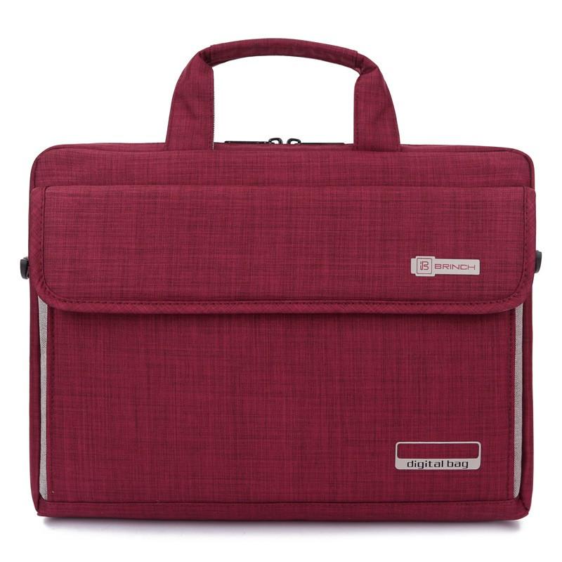 BRINCH Nylon Laptop Bag 14-16 Inch Notebook - Adjustable Crossbody Messenger With Inner Sleeve Water Resistant Shockproof